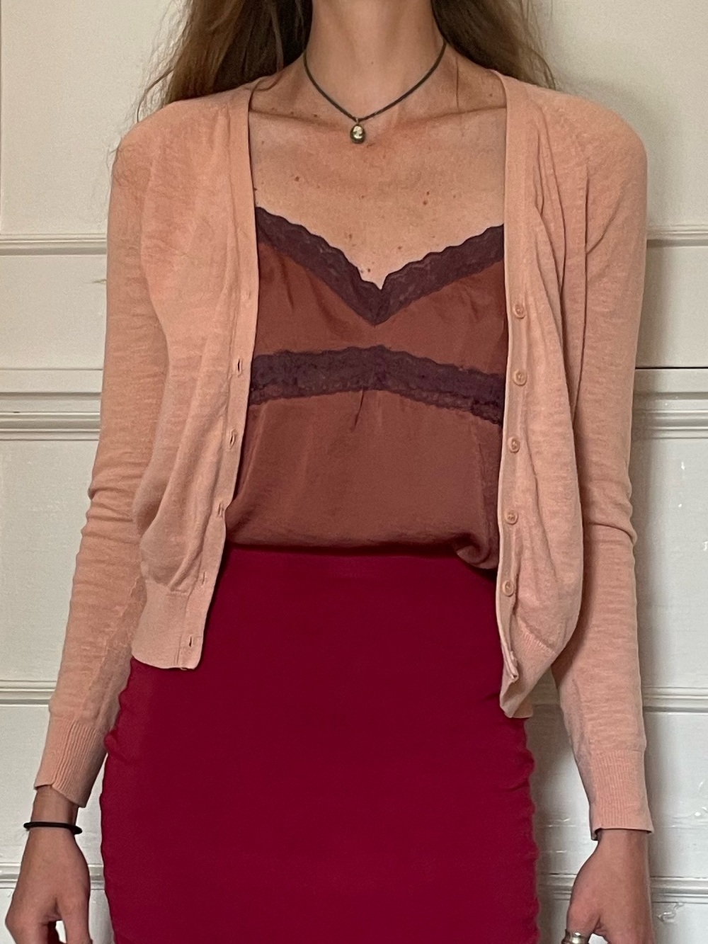 Salmon Button-Up Cardigan